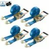 AREBOS 4 X Ceinture De Tension 8 M | Sangles De Manutention | 4000 Kg | Deux Pièces Avec Crochet - Bleu