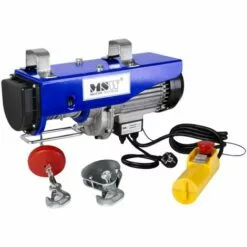 MSW Treuil Palan Électrique Levage À Câble 230V 400 / 800 Kg 1300W + Télécommande - Bleu