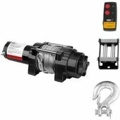 MSW Treuil 4X4 Treuil Électrique 12V Quad 1590 Kg 1000 W 4 Tonnes Câble Acier Poulie - Noir