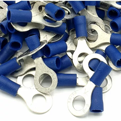 PEPTE Bornes à Sertir Bleu 100pcs Taille De Goujon De 6,4 Mm 1 PEPTE Bornes à Sertir Bleu 100pcs Taille De Goujon De 6,4 Mm