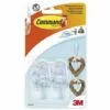 COMMAND 17091CLR LOT DE 2 CROCHETS + 4 BANDES ADHÉSIVES TRANSPARENT TAILLE M CHARGE MAX. 0,9 KG