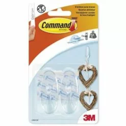 COMMAND 17091CLR LOT DE 2 CROCHETS + 4 BANDES ADHÉSIVES TRANSPARENT TAILLE M CHARGE MAX. 0,9 KG