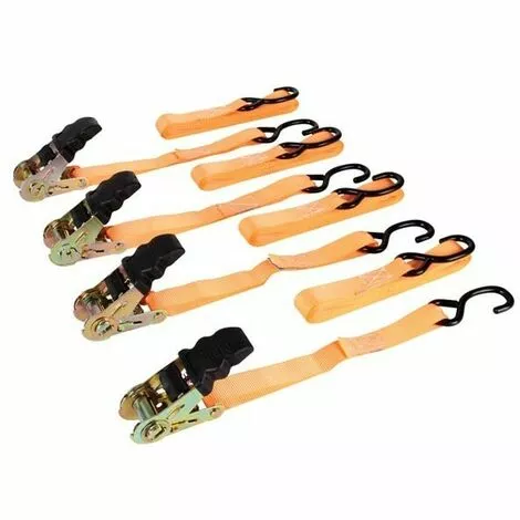 PEREL SANGLE D'ARRIMAGE AVEC TENDEUR A CLIQUET 500 Kg - 25 Mm X 5 M - 4 Pcs ARAT2554 RI8812 1 PEREL SANGLE D'ARRIMAGE AVEC TENDEUR A CLIQUET 500 Kg - 25 Mm X 5 M - 4 Pcs ARAT2554 RI8812