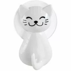 WENKO Crochet à Ventouse Chat Blanc