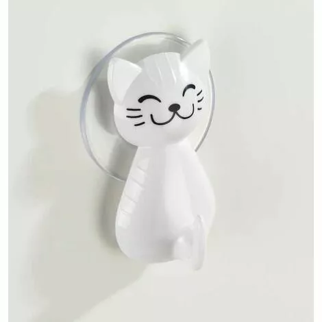 WENKO Crochet à Ventouse Chat Blanc 5 WENKO Crochet à Ventouse Chat Blanc – Image 5