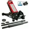 AREBOS Cric Hydraulique 3 Tonnes | Cric De Service Profil Bas 75 - 505 Mm | Dual Pompe | Avec 3 Patins En Caoutchouc Et Tige De Levier | Grande Bride De Fixation - Noir / Rouge