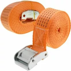 PrimeMatik - Lot De 2 Sangles D'arrimage Avec Boucle De 5m X 50mm 1200Kg, Couleur Orange