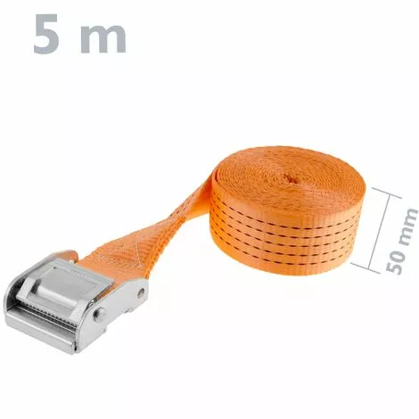 PrimeMatik - Lot De 2 Sangles D'arrimage Avec Boucle De 5m X 50mm 1200Kg, Couleur Orange 2 PrimeMatik - Lot De 2 Sangles D'arrimage Avec Boucle De 5m X 50mm 1200Kg, Couleur Orange – Image 2