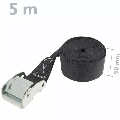 PrimeMatik - Lot De 2 Sangles D'arrimage Avec Boucle De 5m X 50mm 1200Kg, Couleur Noire 2 PrimeMatik - Lot De 2 Sangles D'arrimage Avec Boucle De 5m X 50mm 1200Kg, Couleur Noire – Image 2