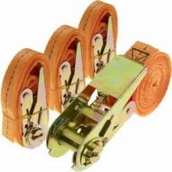 PrimeMatik - Lot De 4 Sangles D'arrimage à Cliquet De 2.5m X 25mm 800Kg, Couleur Orange