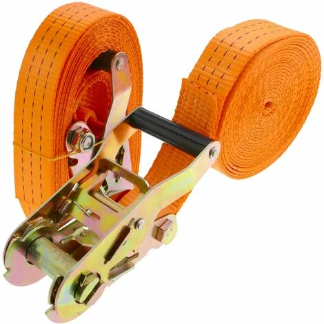PrimeMatik - Lot De 2 Sangles D'arrimage à Cliquet 10m X 38mm 3000Kg, Couleur Orange 1 PrimeMatik - Lot De 2 Sangles D'arrimage à Cliquet 10m X 38mm 3000Kg, Couleur Orange
