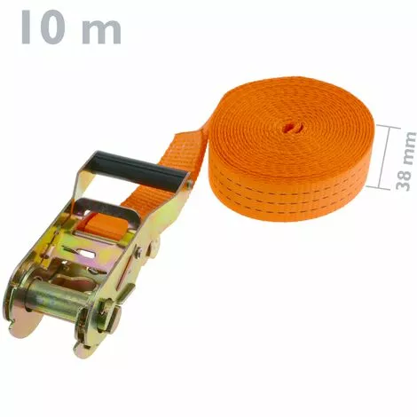 PrimeMatik - Lot De 2 Sangles D'arrimage à Cliquet 10m X 38mm 3000Kg, Couleur Orange 2 PrimeMatik - Lot De 2 Sangles D'arrimage à Cliquet 10m X 38mm 3000Kg, Couleur Orange – Image 2