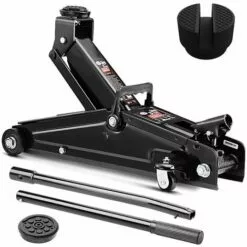 DEUBA Set Cric Hydraulique 3 Tonnes Patin En Caoutchouc Anti-rayures Set Compact Et Robuste Levée De 135 à 400 Mm