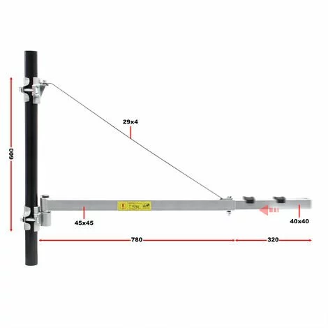 WILTEC Bras Pivotant Levage Palan Support 600g 110cm Treuil Câble Potence Fixation 2 WILTEC Bras Pivotant Levage Palan Support 600g 110cm Treuil Câble Potence Fixation – Image 2