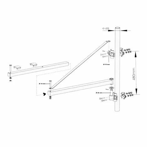 WILTEC Bras Pivotant Levage Palan Support 600g 110cm Treuil Câble Potence Fixation 3 WILTEC Bras Pivotant Levage Palan Support 600g 110cm Treuil Câble Potence Fixation – Image 3
