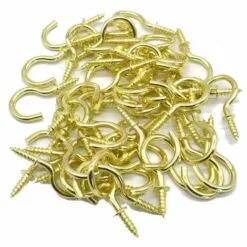 DEVENIRRICHE Crochets De Plafond Plaqués En Laiton 50PCS Cups Crochets à Vis 7/8 Pouces