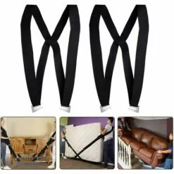 QDRECLOD Sangle Déménagement, Bretelles De Levage, Système De Levage Et De Déplacement De 2 Personnes Avec Coussin, Déplacez, Transportez Et Sécurisez Facilement Des Meubles, Objet Lourd Jusqu'à 200KG - Noir