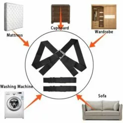 QDRECLOD Sangle Déménagement, Bretelles De Levage, Système De Levage Et De Déplacement De 2 Personnes Avec Coussin, Déplacez, Transportez Et Sécurisez Facilement Des Meubles, Objet Lourd Jusqu'à 200KG - Noir -Treuil, cric, palan et accessoires Soldes Boutique 24213725 5