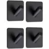 BETTERLIFE 4 Pièces, Crochet à Serviette Auto-adhésif, Noir, Crochet à Serviette Auto-adhésif Sans Trous Pour Salle De Bain Et Cuisine Crochet à Manteau Noir En Acier Inoxydable