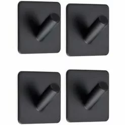 BETTERLIFE 4 Pièces, Crochet à Serviette Auto-adhésif, Noir, Crochet à Serviette Auto-adhésif Sans Trous Pour Salle De Bain Et Cuisine Crochet à Manteau Noir En Acier Inoxydable