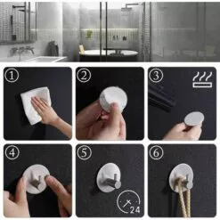 BETTERLIFE 4 Crochets à Serviettes Auto-adhésifs, Crochets De Peignoir Ronds, Crochets Muraux, Porte-serviettes De Salle De Bain Et De Cuisine En Acier Inoxydable, Patères, Pas De Perçage -Treuil, cric, palan et accessoires Soldes Boutique 26496882 5