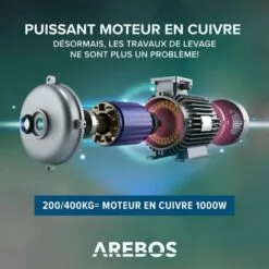AREBOS Treuil Palan électrique | 200/400 Kg | 1000W | Treuil Palan à Chaine à Levier | Treuil Palan à Ascenseur Levage Pour Avec Télécommande, Pour Chariot Élévateur, Entrepôts, Chantiers - Rouge -Treuil, cric, palan et accessoires Soldes Boutique 26784345 3