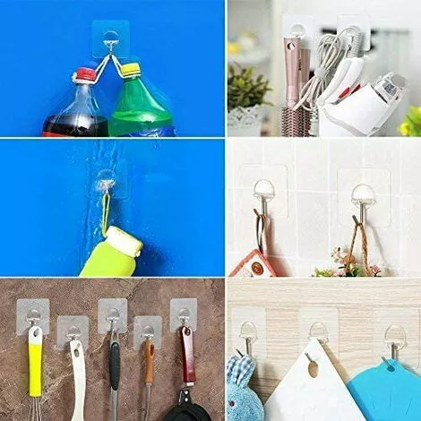 BETTERLIFE Crochet En Viscose, Pas De Perçage, Velcro Transparent, Crochet De Cuisine, Crochet à Vêtements, Crochet En Plastique, étanche, Détachable - Convient à La Cuisine, à La Salle De Bain (maximum 5 Kg, 6 Pièces) 5 BETTERLIFE Crochet En Viscose, Pas De Perçage, Velcro Transparent, Crochet De Cuisine, Crochet à Vêtements, Crochet En Plastique, étanche, Détachable - Convient à La Cuisine, à La Salle De Bain (maximum 5 Kg, 6 Pièces) – Image 5