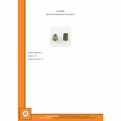 VIS EXPRESS DOUILLES LAITON 8X10 T LISSE 5.2 | Conditionnement: Unitaire 2 VIS EXPRESS DOUILLES LAITON 8X10 T LISSE 5.2 | Conditionnement: Unitaire – Image 2