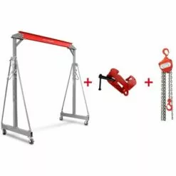 Grue à Portique 1T + Palan à Chaînes Avec Pince à Poutre MW-Tools PTLK1-SET1000C
