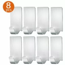 BETTERLIFE 04 Crochet En Acier Inoxydable Autocollants Forte Colle Crochet Vêtements Crochet Porte Arrière Cuisine Salle De Bain Crochet 8 Pièces