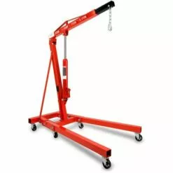 EBERTH Grue D’atelier Chèvre De Levage Dune Puissance Maximale De 2000kg, Grue Hydraulique Pour Latelier Avec Flèche De Grue Réglable En 4 Positions 1050-1590mm, Pliable, 6 Roues Pivotantes