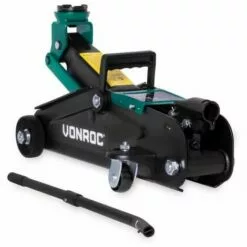 VONROC Cric à Levier 2000 Kg Max. - Plage De 13,5 à 33 Cm - Roues Pivotantes, Soupape De Sécurité Intégrée