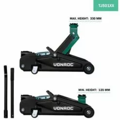 VONROC Cric à Levier 2000 Kg Max. - Plage De 13,5 à 33 Cm - Roues Pivotantes, Soupape De Sécurité Intégrée -Treuil, cric, palan et accessoires Soldes Boutique 29874130 3