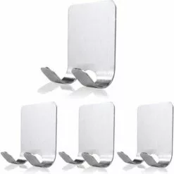 DEVENIRRICHE Crochet Adhésif Porte Rasoir Double Crochet Métal Waterproof Support De Rasoir Accroche Serviette Salle De Bain En Acier INOX Pour La Douche Peut Supporter Jusqu'à 1 Kg (4 Pièces)