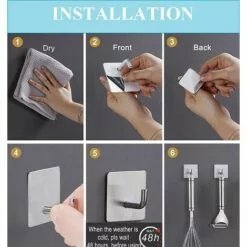 BRIDAY 4PCS Crochet Adhésif, Crochet Imperméable Et Résistant En Acier Inoxydable Pour Salle De Bain, Cuisine, Mur, Porte, Armoire 9 BRIDAY 4PCS Crochet Adhésif, Crochet Imperméable Et Résistant En Acier Inoxydable Pour Salle De Bain, Cuisine, Mur, Porte, Armoire -Treuil, cric, palan et accessoires Soldes Boutique 30399710 5
