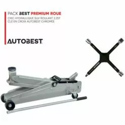 Pack BEST PREMIUM ROUE Cric Hydraulique SUV Roulant 2.25t Et Clé En Croix Autobest Chromée