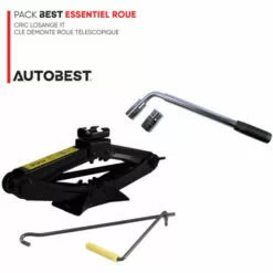 AUTOBEST Pack BEST ESSENTIEL ROUE Cric Losange 1t Et Clé Démonte Roue Télescopique