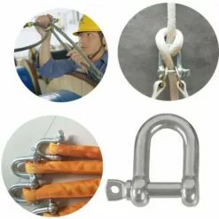 DEVENIRRICHE M5 D Manilles Acier Inoxydable 304 D Manille Goupille Vis Boucle Manille Manille Droite Joint Fermoir Manille Droite En Acier Manille En Forme De U Avec Fermeture 10PCS -Treuil, cric, palan et accessoires Soldes Boutique 30555310 5