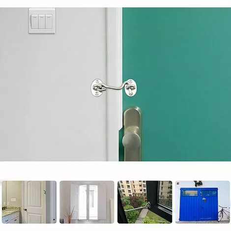 BETTERLIFE Crochet Tempete, 2 Pièces Crochet De Cabine En Solide Épaissir Acier Inoxydable Loquet De Verrouillage à Oeil Robuste Support De Portail Pivotant Remplacement Outils Pour Jardin Porte Fenêtre (argent 100mm) 4 BETTERLIFE Crochet Tempete, 2 Pièces Crochet De Cabine En Solide Épaissir Acier Inoxydable Loquet De Verrouillage à Oeil Robuste Support De Portail Pivotant Remplacement Outils Pour Jardin Porte Fenêtre (argent 100mm) – Image 4