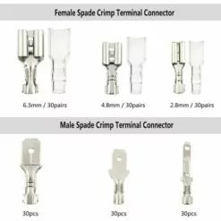 ABCRITAL 270 Pcs Fil Électrique Connecteur Mâle Femelle Spade Connecteurs De Fils Crimp Terminal Block Avec Isolant Sleeve Kit 2,8 Mm 4,8 Mm 6,3 Mm -Treuil, cric, palan et accessoires Soldes Boutique 31495315 3