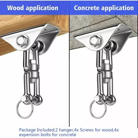 BRIDAY Lourds Crochet De Plafond Avec SUS304 Acier Inoxydable 360° Rotation 4 Vis De Fixation Pour Béton Bois Ensembles Yoga Hamac Chaise Accrochante CostumDeux Pièces 3 BRIDAY Lourds Crochet De Plafond Avec SUS304 Acier Inoxydable 360° Rotation 4 Vis De Fixation Pour Béton Bois Ensembles Yoga Hamac Chaise Accrochante CostumDeux Pièces – Image 3