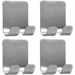 DEVENIRRICHE 4pcs Crochets Adhésifs Muraux En Acier Inoxydable, Pour Accrocher Les Clés, Robe, Manteau, Serviette, Coller Les Crochets Sur L'Armoires/Portes/Cuisine