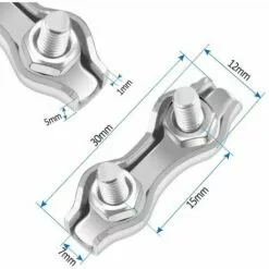 AIDUCHO M2 Pince De Câble 18 Pcs Double Serre Câbles Inox En Acier Inoxydable Pour Filin Cable Inox Pour 2MM Pince à Câble En Acier Inoxydable -Treuil, cric, palan et accessoires Soldes Boutique 32529641 4