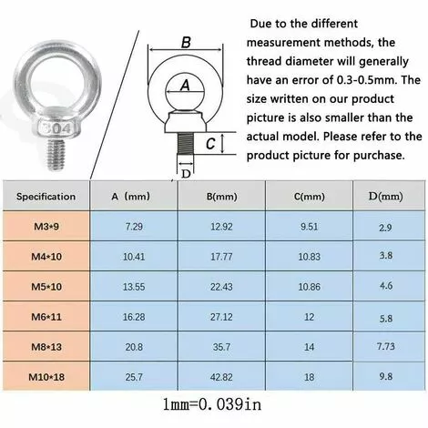 AIDUCHO M3X9 304 En Acier Inoxydable Filetage Mâle Anneau De Levage À Oeil Boulon À Oeil Boulon À Oeil Vis Machines Épaule 10 PCS 2 AIDUCHO M3X9 304 En Acier Inoxydable Filetage Mâle Anneau De Levage À Oeil Boulon À Oeil Boulon À Oeil Vis Machines Épaule 10 PCS – Image 2