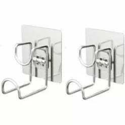 DEVENIRRICHE 2 Pcs Crochets Adhésifs Sans Perçage, 304 Acier Inoxydable Pour Usage Domestique, Ultra Forte Cintre Imperméable/Heavy Duty Crochet Fixé Au Mur Pour Cuisine, Salle De Bain, Bassin, Manteau, Serviette