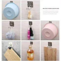 DEVENIRRICHE 2 Pcs Crochets Adhésifs Sans Perçage, 304 Acier Inoxydable Pour Usage Domestique, Ultra Forte Cintre Imperméable/Heavy Duty Crochet Fixé Au Mur Pour Cuisine, Salle De Bain, Bassin, Manteau, Serviette -Treuil, cric, palan et accessoires Soldes Boutique 32951760 5