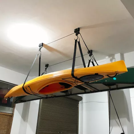 ASUPERMALL Ascenseur De Kayak Avec Systeme De Poulie Suspendue, Support De Kayak, Support De Plafond De Garage 5 ASUPERMALL Ascenseur De Kayak Avec Systeme De Poulie Suspendue, Support De Kayak, Support De Plafond De Garage – Image 5