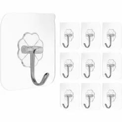 DEVENIRRICHE 10 Pièces Crochets Auto-adhésifs Magiques Réutilisables Crochet Adhésif Transparent Crochets De Manteau Crochets En Plastique