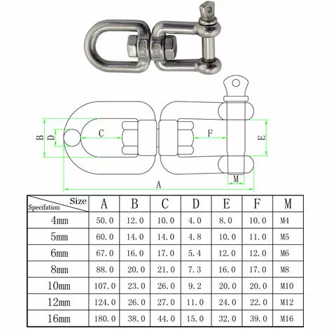 AIDUCHO Émerillon Manilles Chaînes D'ancrage D'amarrage Connecteur Pivotant En 304 INOX Pour Bateau Marine - 5mm 4 AIDUCHO Émerillon Manilles Chaînes D'ancrage D'amarrage Connecteur Pivotant En 304 INOX Pour Bateau Marine - 5mm – Image 4