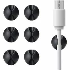 ABCRITAL Câble Clips De Cordon Pour Organisateur Pince De Support Pour Organisateur Système De Gestion De Cordon Auto-Adhésif Pour Charger Les Câbles De Casque Réseau Usb Pour Bureau De Voiture Bureau À Domicile (Paquet De 6 Silicone Noir)